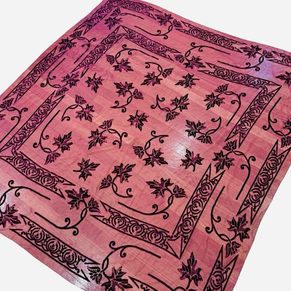 Salvatore Ferragamo Burgundy Sheer Velvet Square Scarf 43” x 47” Silk Blend - Picture 2 of 13